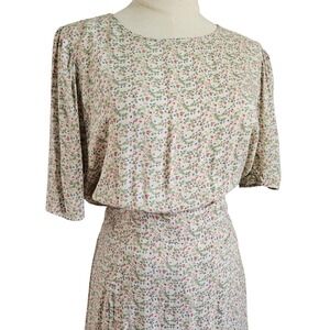 Hayden Los Angeles Ditsy Floral Midi Dress Sz‎ L Beige Green